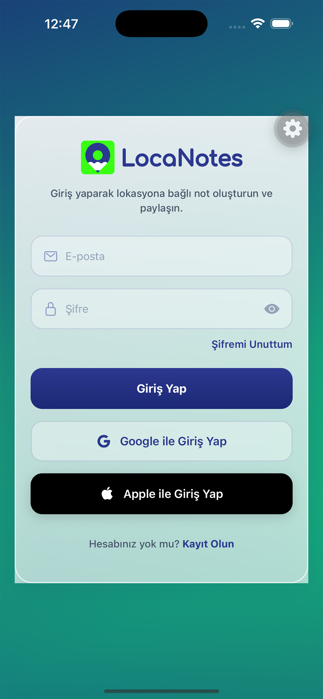 Giriş ekranı
